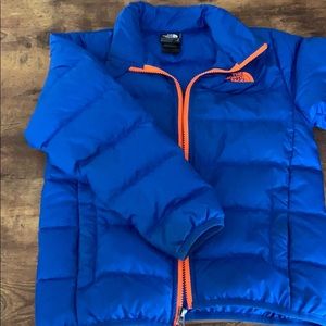 North Face Boys blue and orange insulated jacket